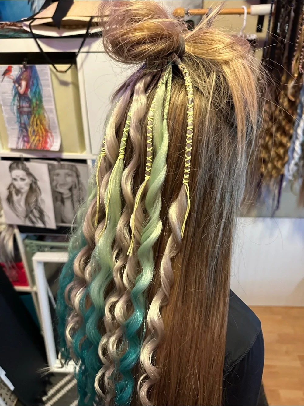 Teal Ombre Curly Hair Extensions for Women